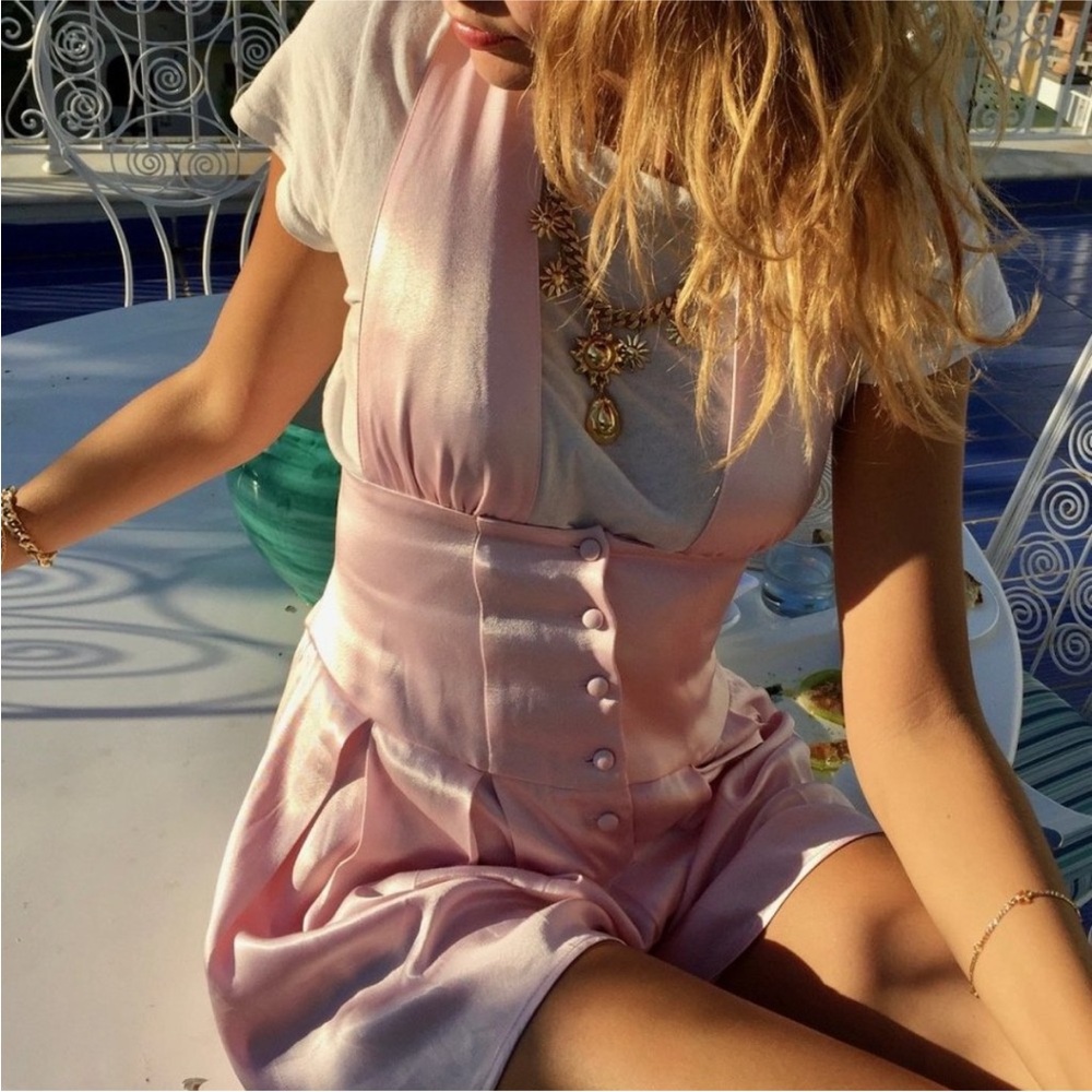 Vanessa Mooney Pink Satin Romper - Picture 5 of 9